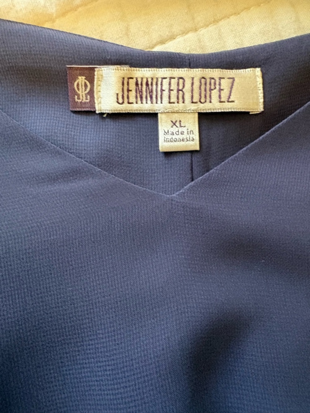 Jennifer Lopez Deep Navy V-Neck Blouse